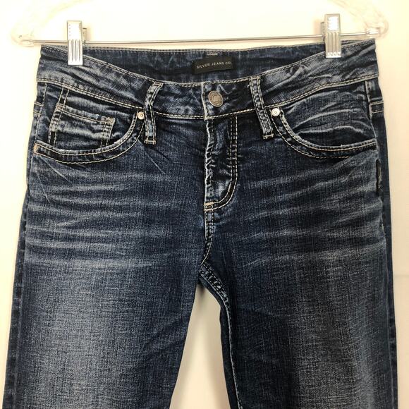 Silver Jeans Boyfriend Womens 25 Whiskered Stretch Distressed Western Cowgirl - Picture 3 of 10